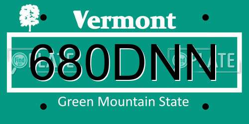 680DNN Vermont License Plate