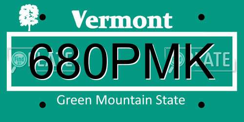 680PMK Vermont License Plate
