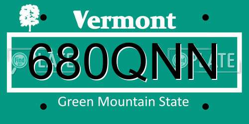 680QNN Vermont License Plate