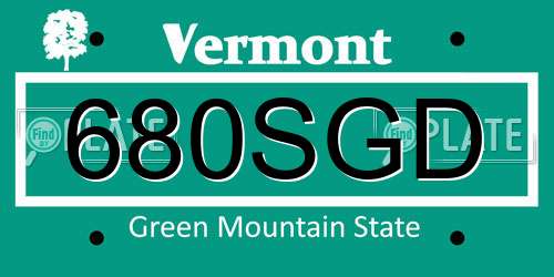 680SGD Vermont License Plate