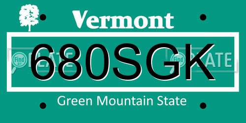 680SGK Vermont License Plate