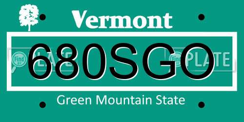 680SGO Vermont License Plate