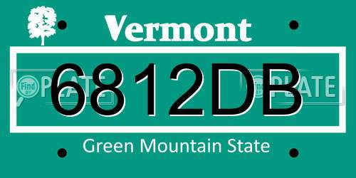 6812DB Vermont License Plate