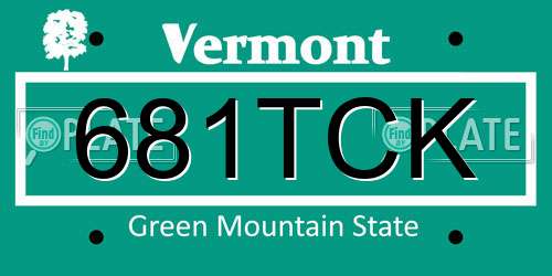 681TCK Vermont License Plate