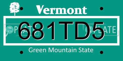 681TD5 Vermont License Plate