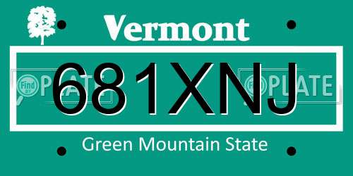 681XNJ Vermont License Plate