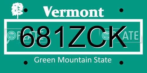 681ZCK Vermont License Plate