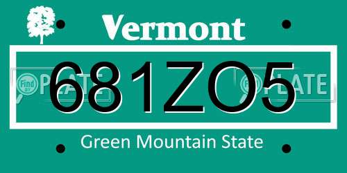 681ZO5 Vermont License Plate