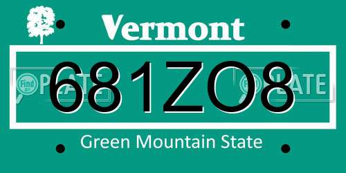 681ZO8 Vermont License Plate