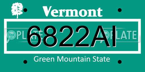 6822AI Vermont License Plate