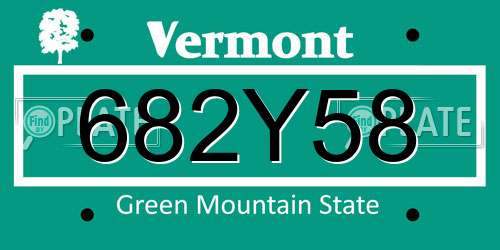 682Y58 Vermont License Plate