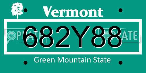 682Y88 Vermont License Plate