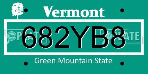 682YB8 Vermont License Plate