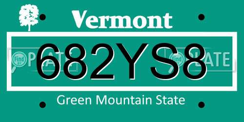 682YS8 Vermont License Plate