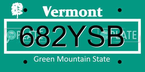 682YSB Vermont License Plate