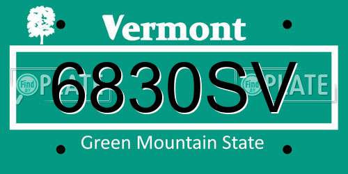 6830SV Vermont License Plate
