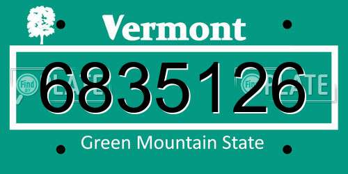 6835126 Vermont License Plate