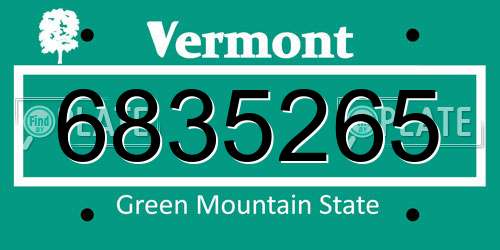 6835265 Vermont License Plate