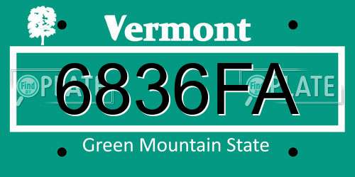 6836FA Vermont License Plate
