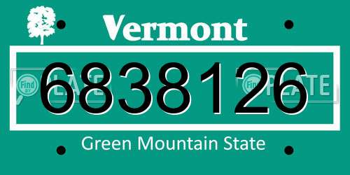 6838126 Vermont License Plate