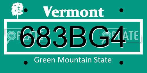 683BG4 Vermont License Plate