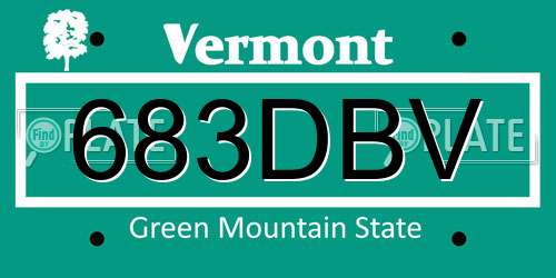 683DBV Vermont License Plate