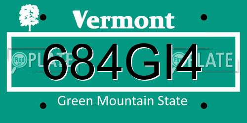 684GI4 Vermont License Plate