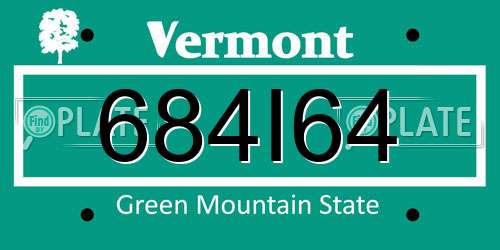 684I64 Vermont License Plate