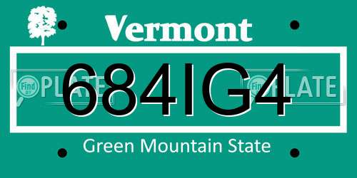 684IG4 Vermont License Plate