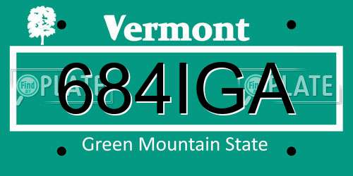 684IGA Vermont License Plate