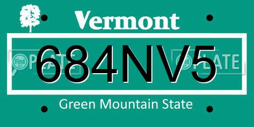 684NV5 Vermont License Plate