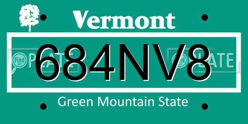 684NV8 Vermont License Plate