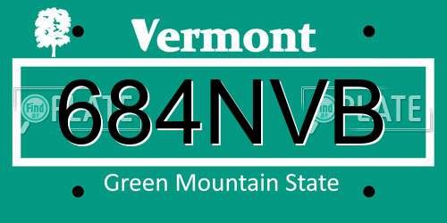 684NVB Vermont License Plate
