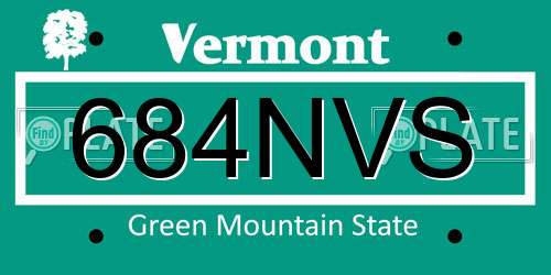 684NVS Vermont License Plate