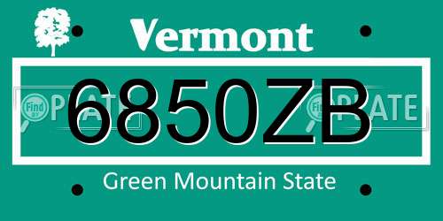 6850ZB Vermont License Plate