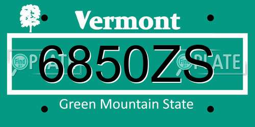 6850ZS Vermont License Plate