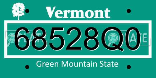 68528Q0 Vermont License Plate