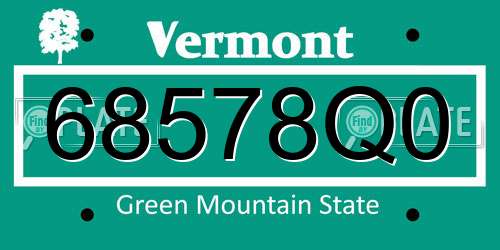 68578Q0 Vermont License Plate