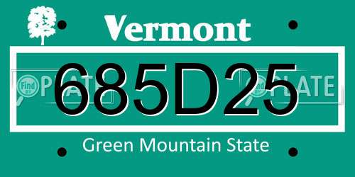 685D25 Vermont License Plate