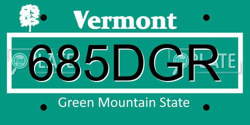 685DGR Vermont License Plate