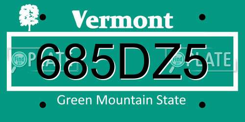 685DZ5 Vermont License Plate