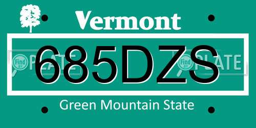 685DZS Vermont License Plate