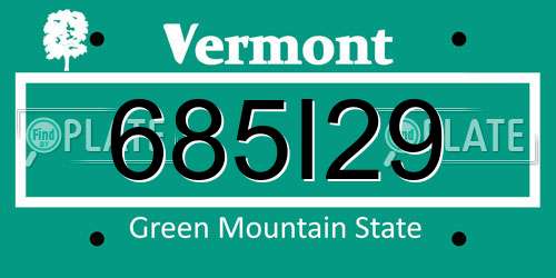 685I29 Vermont License Plate