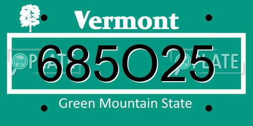 685O25 Vermont License Plate