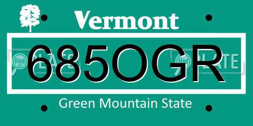 685OGR Vermont License Plate