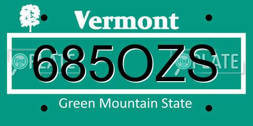 685OZS Vermont License Plate