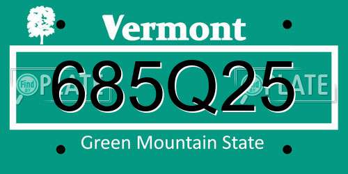 685Q25 Vermont License Plate
