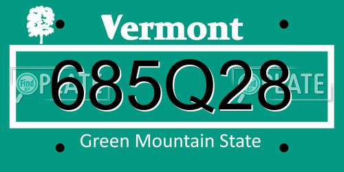 685Q28 Vermont License Plate