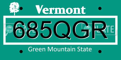 685QGR Vermont License Plate