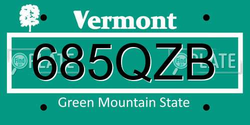 685QZB Vermont License Plate